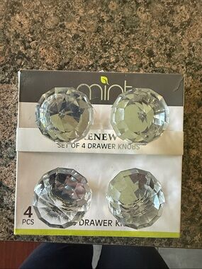 Mint Clear Faceted Crystal Drawer Knobs - Set of 4